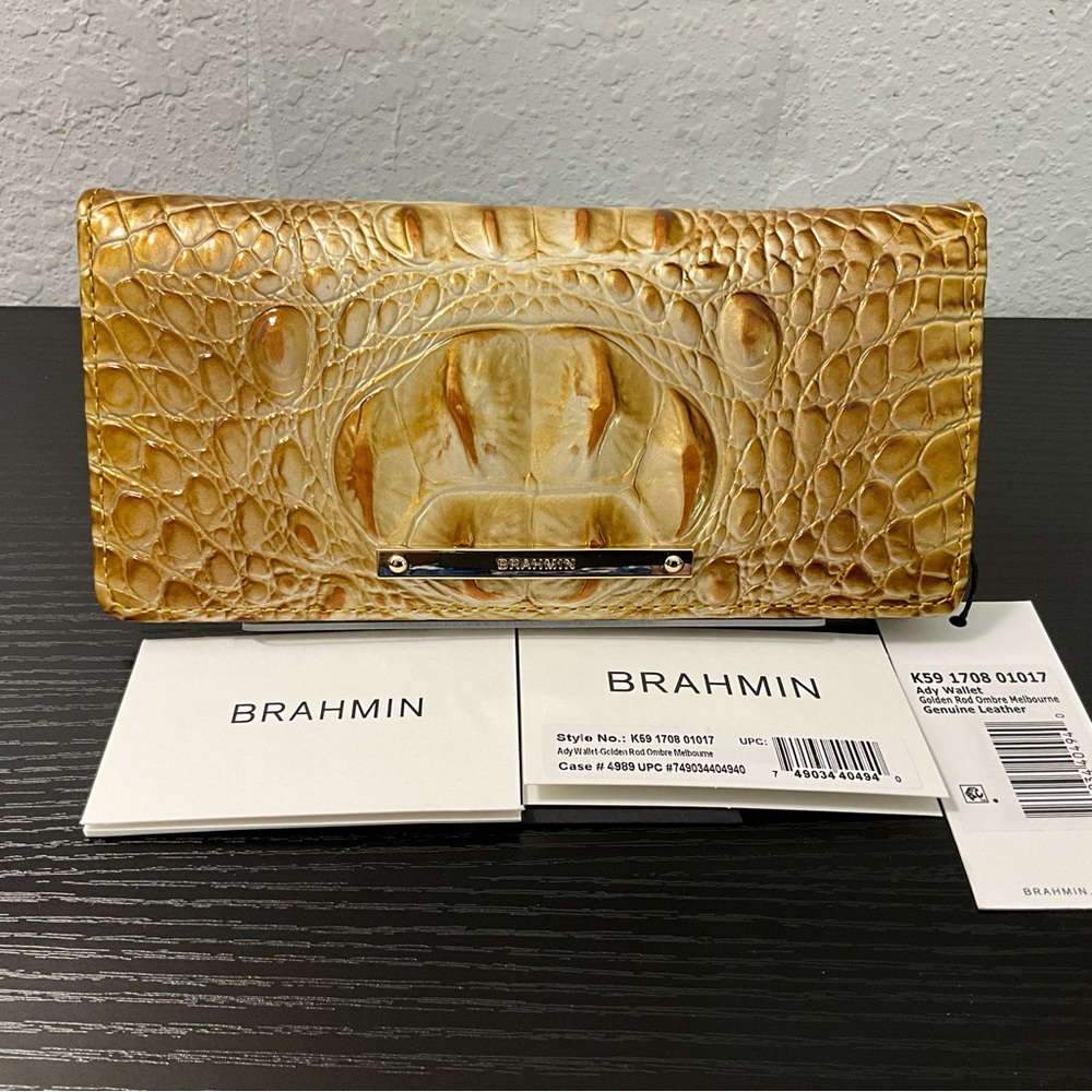 Brahmin Ady GOLDEN ROD OMBRE MELBOURNE Wallet W/Full Leather Eye NWT